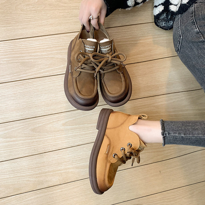 Damen nan modische Schnür-Ankleboots im Mokassin-Look mit weichem Veloursinnenfutter und stoßdämpfender Leichtsohle Drune