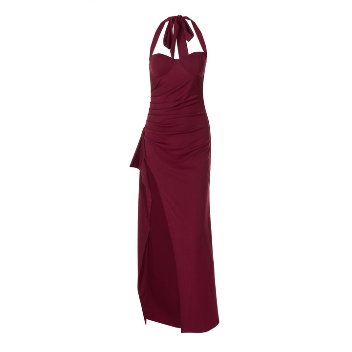 Damen Elegantes Maxikleid mit tiefem Schlitz und tailliertem Oberteil Drune