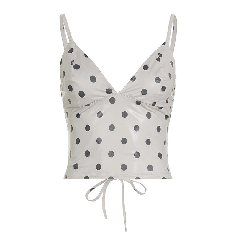 Damen Tanktop mit verspieltem Punktemuster und raffinierten Trägerdetails Drune
