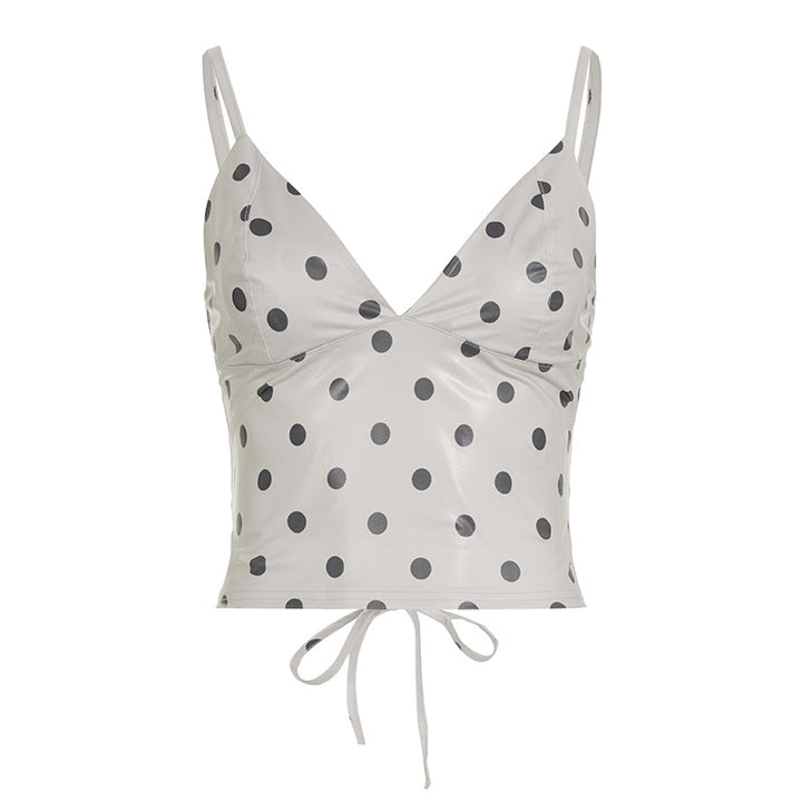 Damen Tanktop mit verspieltem Punktemuster und raffinierten Trägerdetails Drune