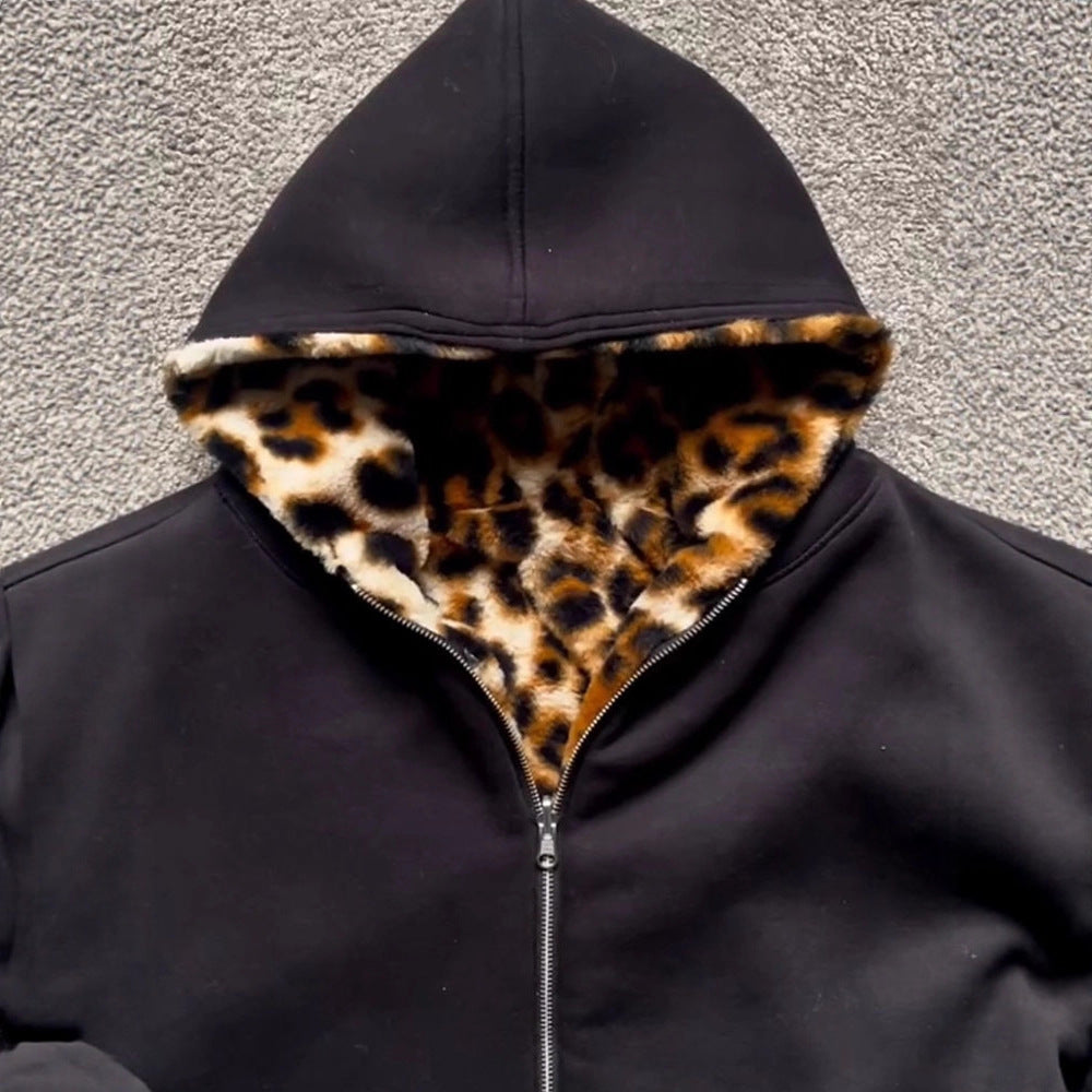 Damen kuschelige Kapuzenjacke mit animalischem Innenfutter Drune