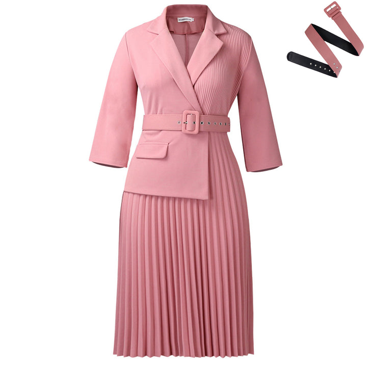 Damen Plissee Blazer-Kleid mit gleichzeitigem Taillengürtel Drune