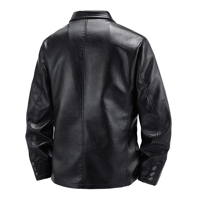 Herren Elegante Kunstlederjacke im modernen Blazer-Stil Drune