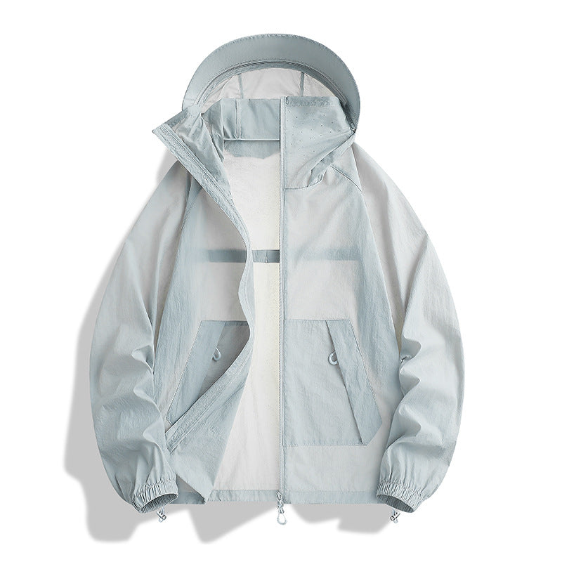 Herren Leichte Wind- und Wasserabweisende Kapuzen‑Übergangsjacke mit Netzfutter & Tunnelzug Drune