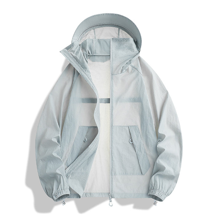 Herren Leichte Wind- und Wasserabweisende Kapuzen‑Übergangsjacke mit Netzfutter & Tunnelzug Drune