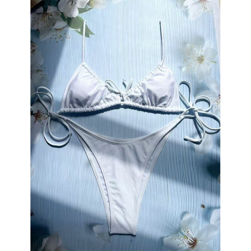 Damen Triangel-Bikini mit verspieltem Leopardenmuster und verstellbaren Bändern Drune