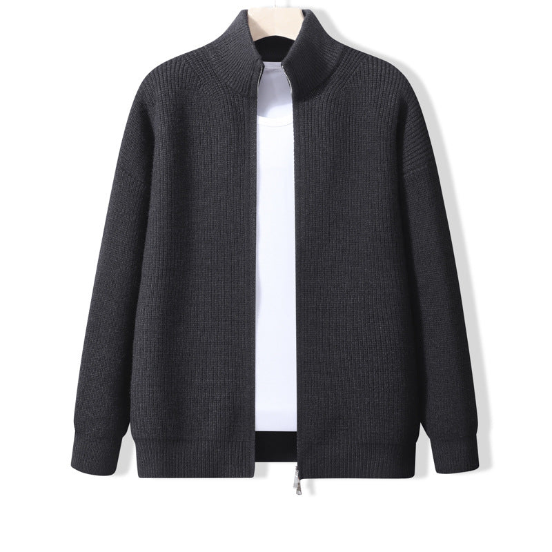 Herren Stylische Strickjacke mit hohem Kragen und Reißverschluss Drune