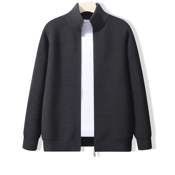 Herren Stylische Strickjacke mit hohem Kragen und Reißverschluss Drune