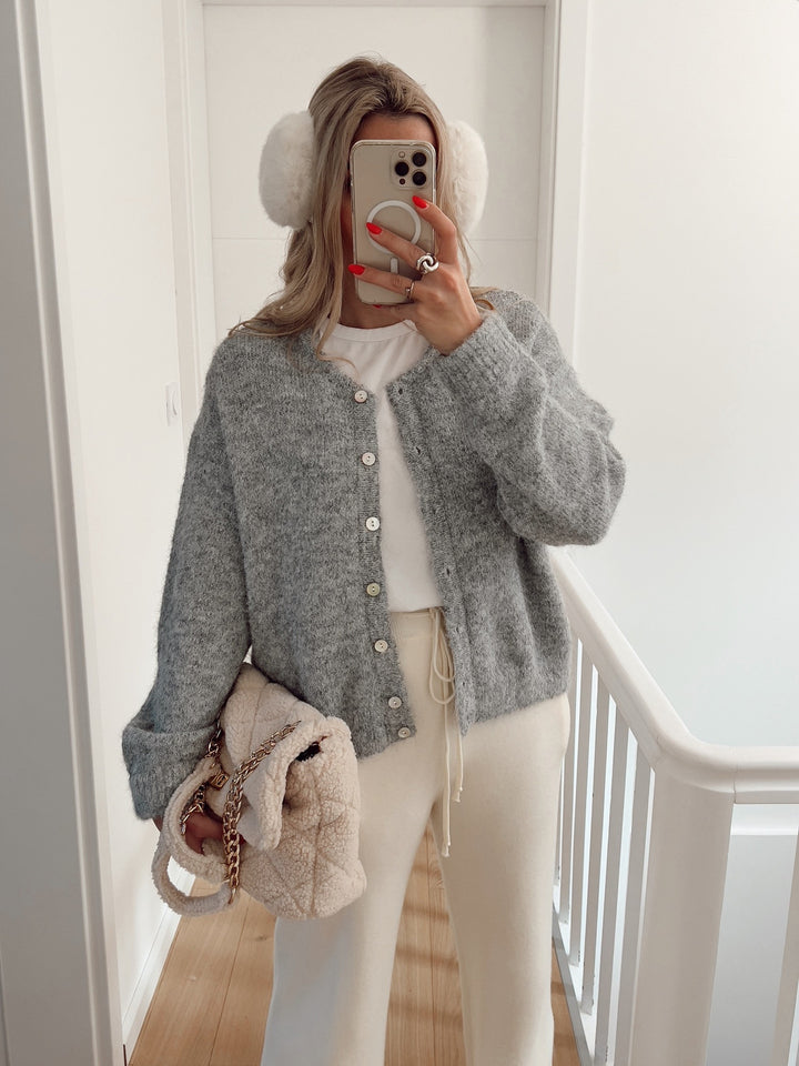 Damen weiche Strickjacke mit eleganter Knopfleiste und lässigem Schnitt Drune