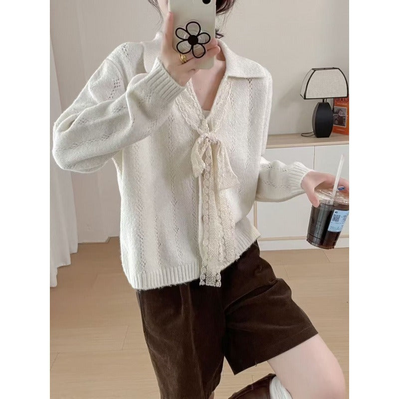 Damen Kaschmirpullover mit Spitzendetails und lässigem Schnitt Drune
