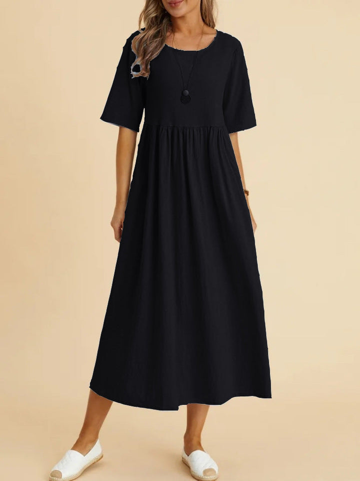 Damen Maxikleid mit lässigem Schnitt und Kurzärmeln Drune