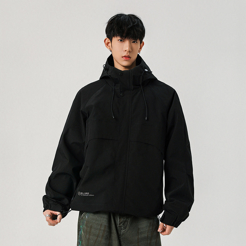 Herren Technische Kapuzen-Softshelljacke mit hohem Kragen und verstellbarem Saum Drune
