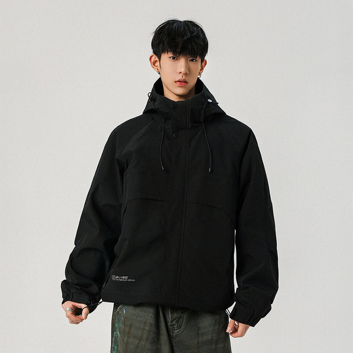 Herren Technische Kapuzen-Softshelljacke mit hohem Kragen und verstellbarem Saum Drune