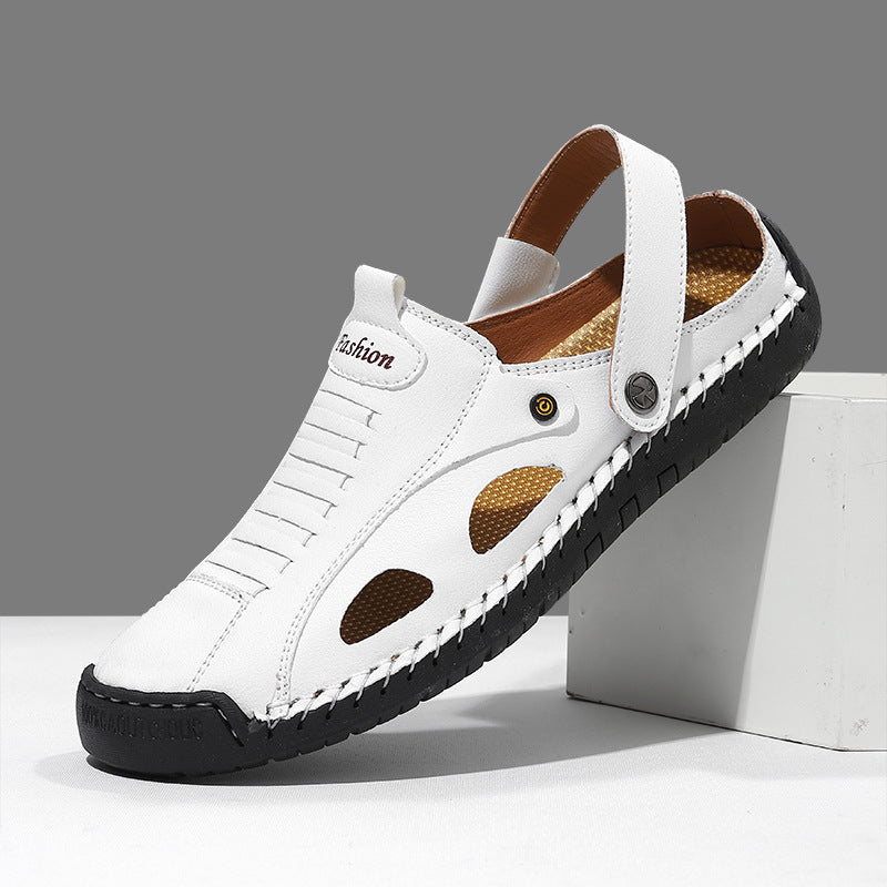 Herren Atmungsaktive Lederfreizeitschuhe mit offenem Fersendesign Drune