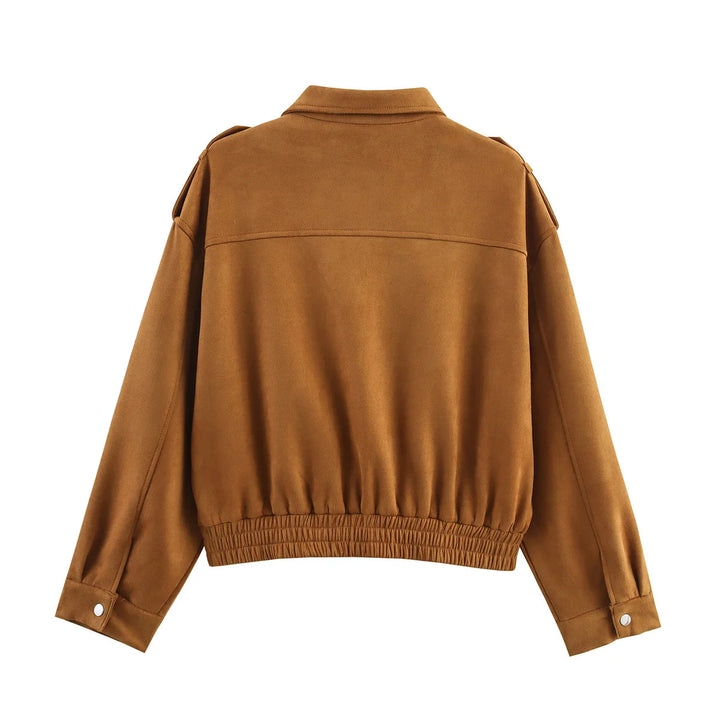 Damen nan cropped Utility-Jacke mit Schulterklappen, aufgesetzten Pattentaschen und elastischem Saum Drune