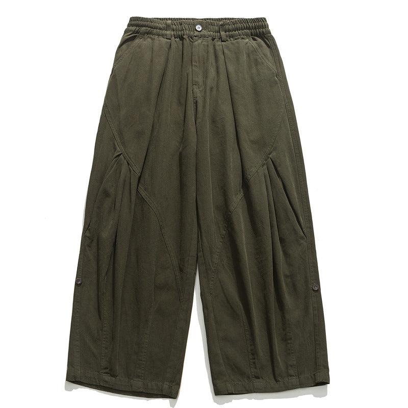 Damen Culotte-Hose im Paperbag-Stil mit elastischem Bund, Teilungsnähten und weitem Bein Drune