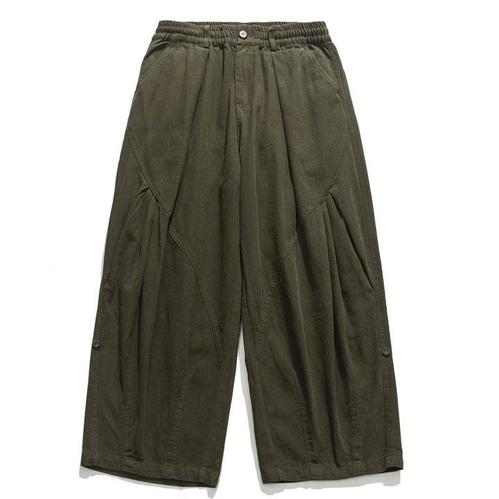 Damen Culotte-Hose im Paperbag-Stil mit elastischem Bund, Teilungsnähten und weitem Bein Drune