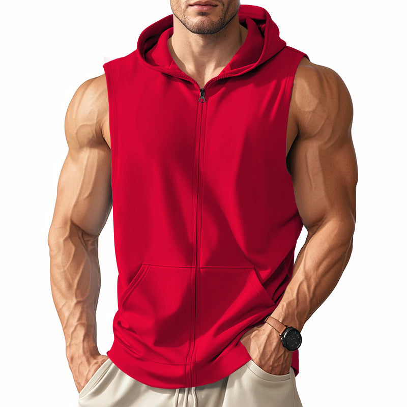 Herren Sportlicher Kapuzen-Sweater ohne Ärmel Drune