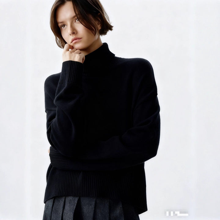 Damen Gemütlicher Rollkragenpullover mit oversized Schnitt und feiner Rippstruktur Drune