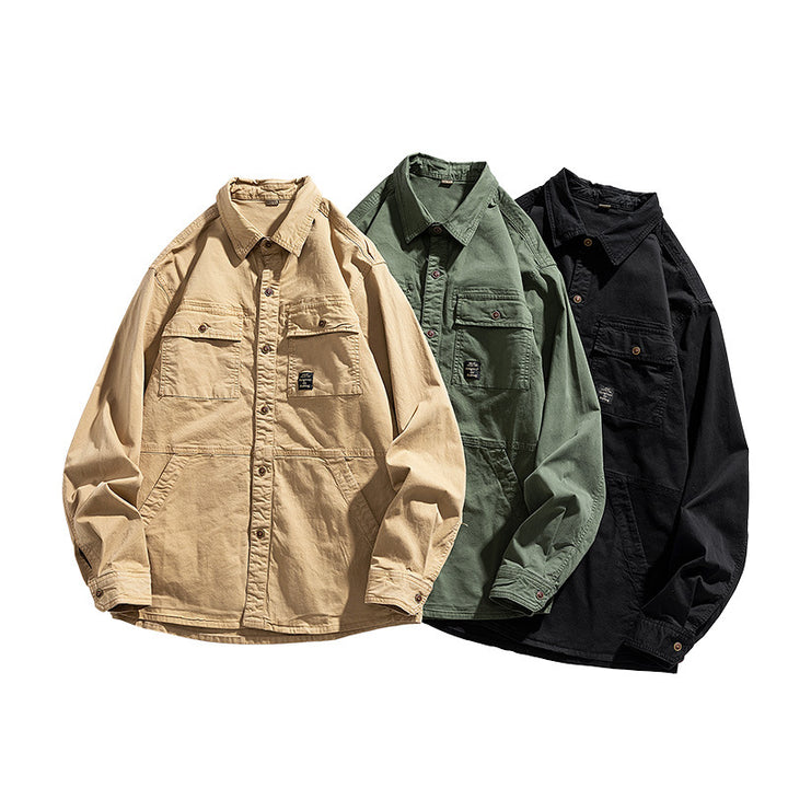 Herren Lässige Overshirt-Fieldjacke im Utility‑Stil mit Brust- und Eingrifftaschen Drune