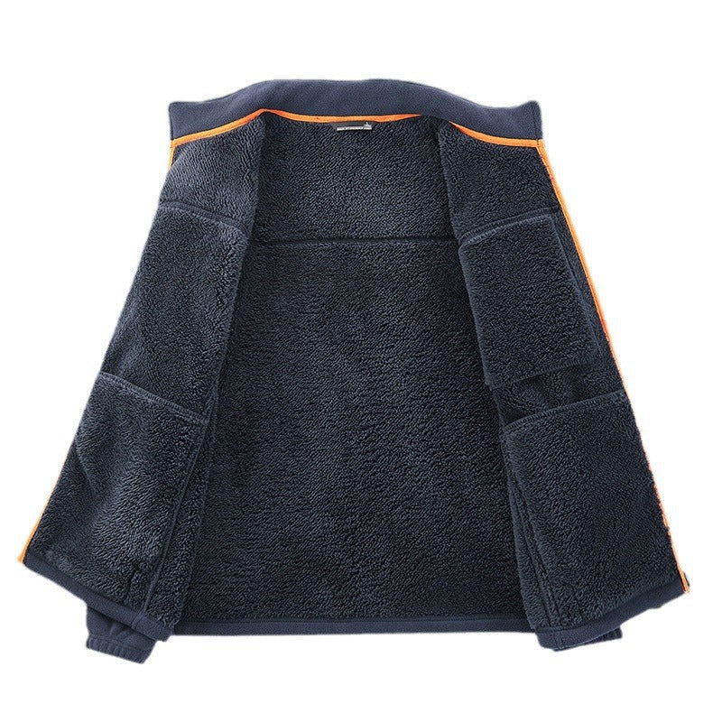 Herren Microfleece-Outdoorjacke mit wasserdichter Brusttasche, Stehkragen und Teddyfleece-Innenfutter Drune