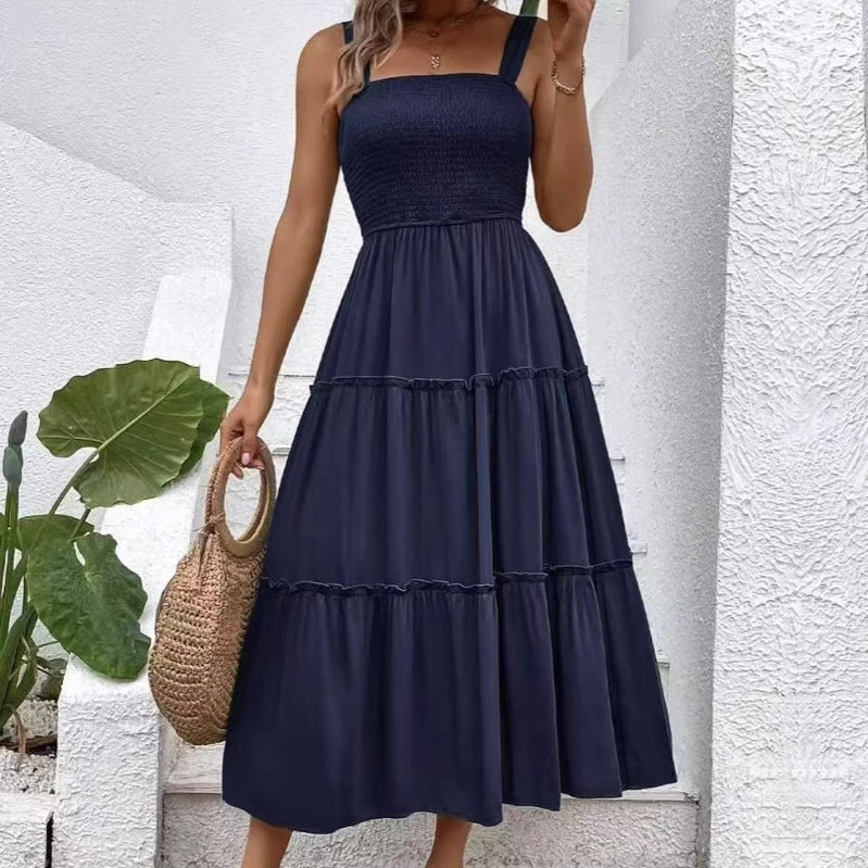Damen Maxikleid mit elastischem Bustier und fließendem Rock Drune