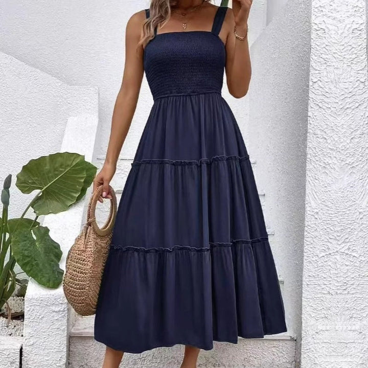 Damen Maxikleid mit elastischem Bustier und fließendem Rock Drune