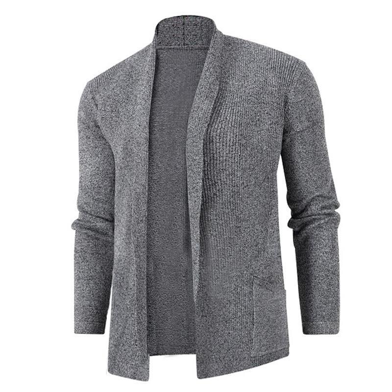 Herren lässige Strickjacke mit offenem Kragen und elegantem Rippdesign Drune
