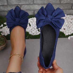 Damen nan spitze Ballerina-Slipper mit dekorativer Schleife und gepolstertem Komfortfußbett Drune