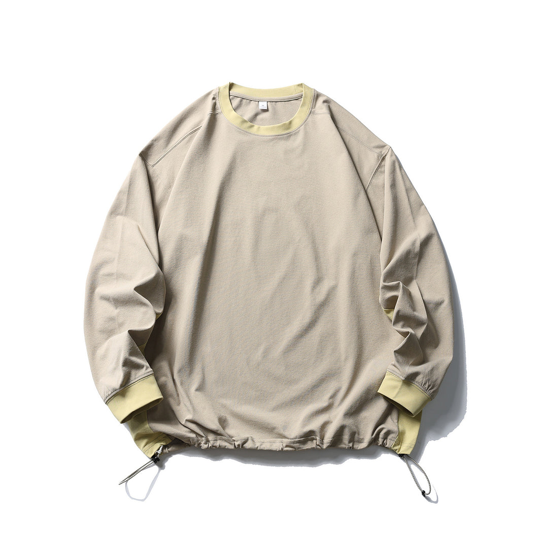 Unisex Oversize-Fleecepullover mit Kordelzugsaum und Kontrastkragen Drune