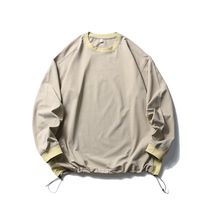 Unisex Oversize-Fleecepullover mit Kordelzugsaum und Kontrastkragen Drune