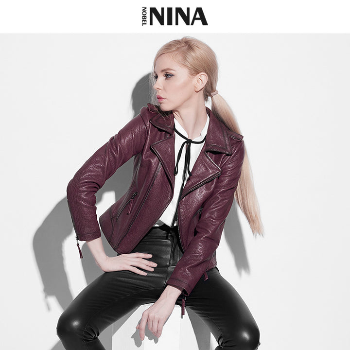 Damen Stylische Bikerjacke aus geschmeidigem Leder Drune