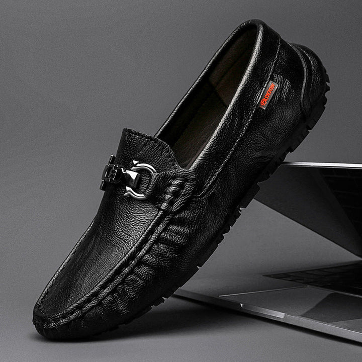 Damen Elegante Mokassins aus hochwertigem Leder mit modischer Schnalle Drune