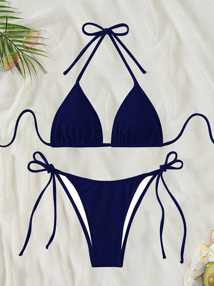 Damen Triangel-Bikini mit verstellbaren Trägern und Seitenbindebändern Drune