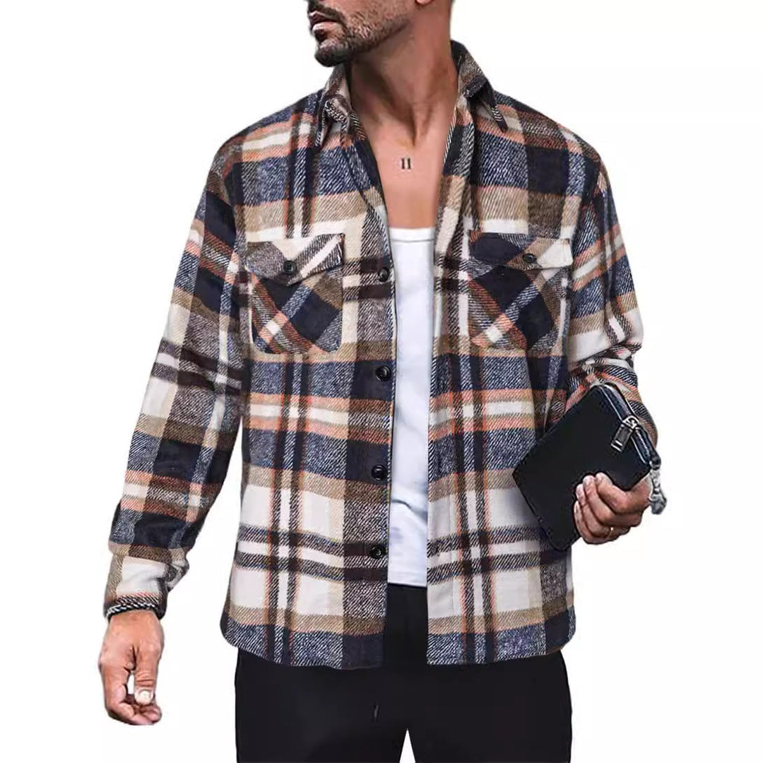 Herren Flanellhemd mit Karomuster und funktionalen Taschen Drune