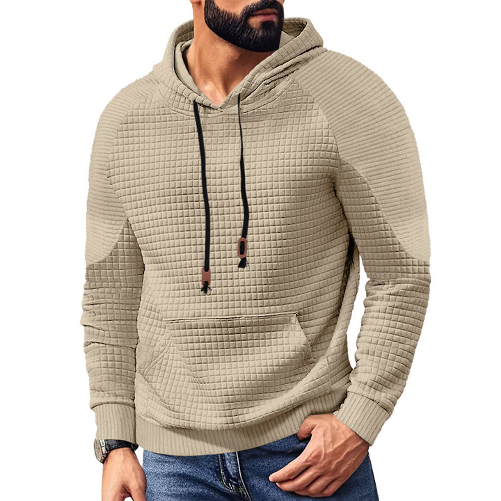 Herren nan Kapuzenpullover mit quadratischer Struktur, Raglanärmeln und Kängurutasche Drune