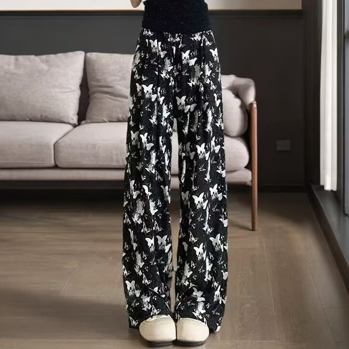 Damen Bequeme Sommerhose mit Schmetterlingsmuster Drune