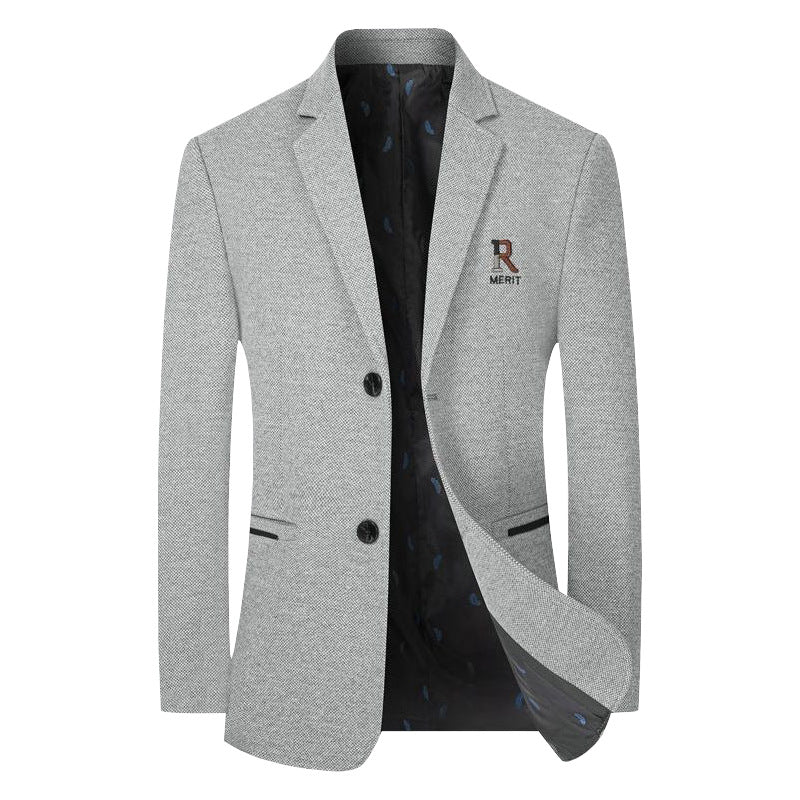 Herren Sakko Slim-Fit aus strukturierter Wollmischung mit kontrastiertem Innenfutter Drune