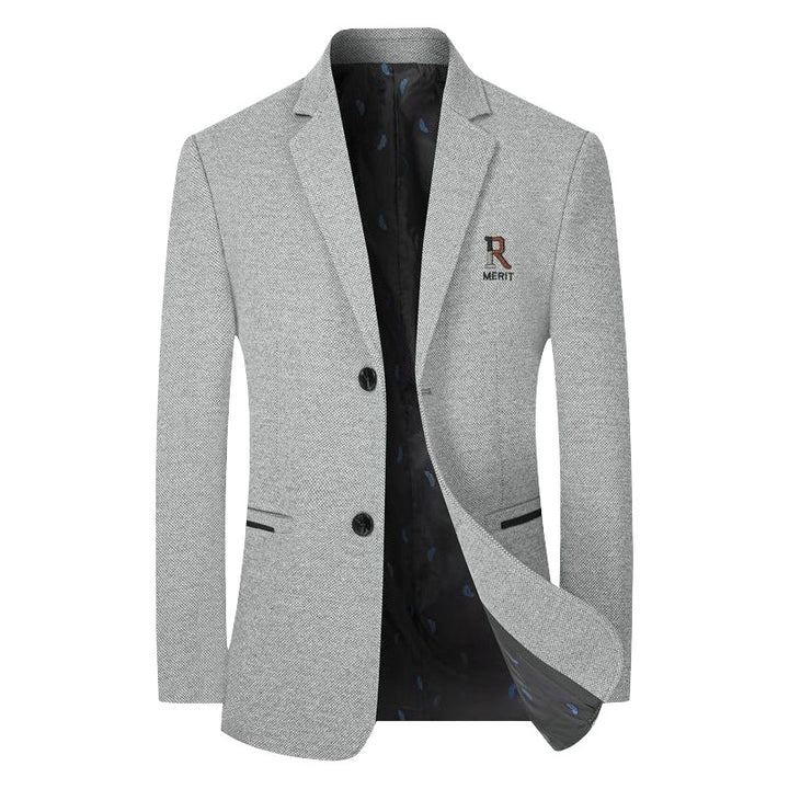 Herren Sakko Slim-Fit aus strukturierter Wollmischung mit kontrastiertem Innenfutter Drune