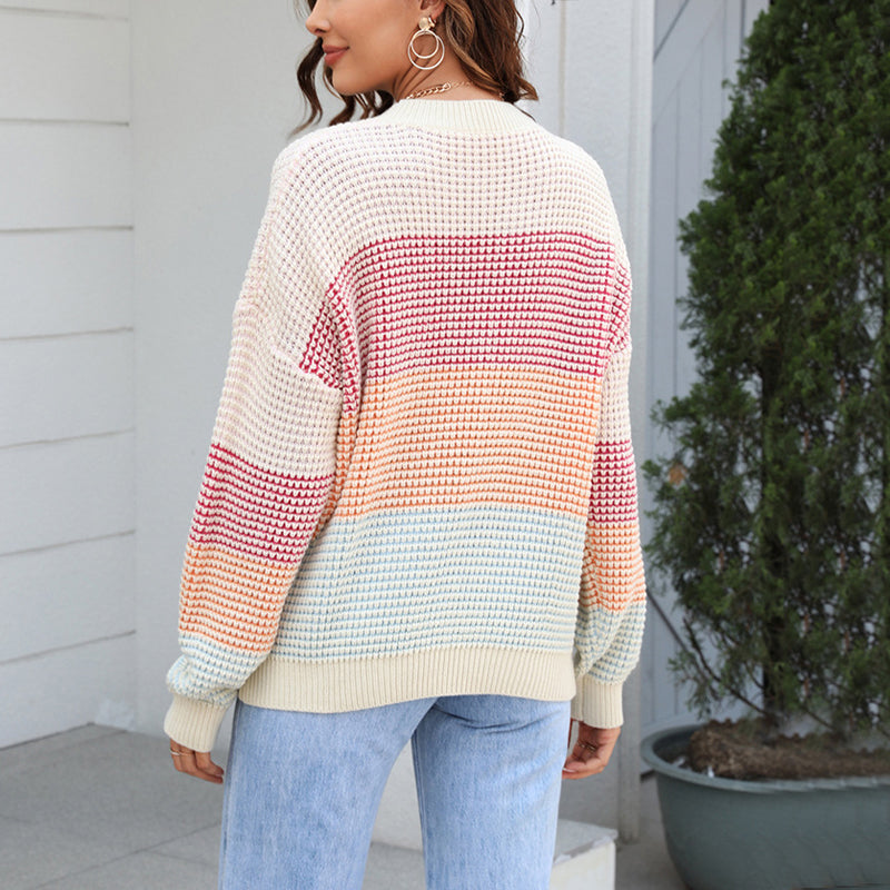 Drune | Strickpullover mit Breitem Muster Acryl Weich und Bunt