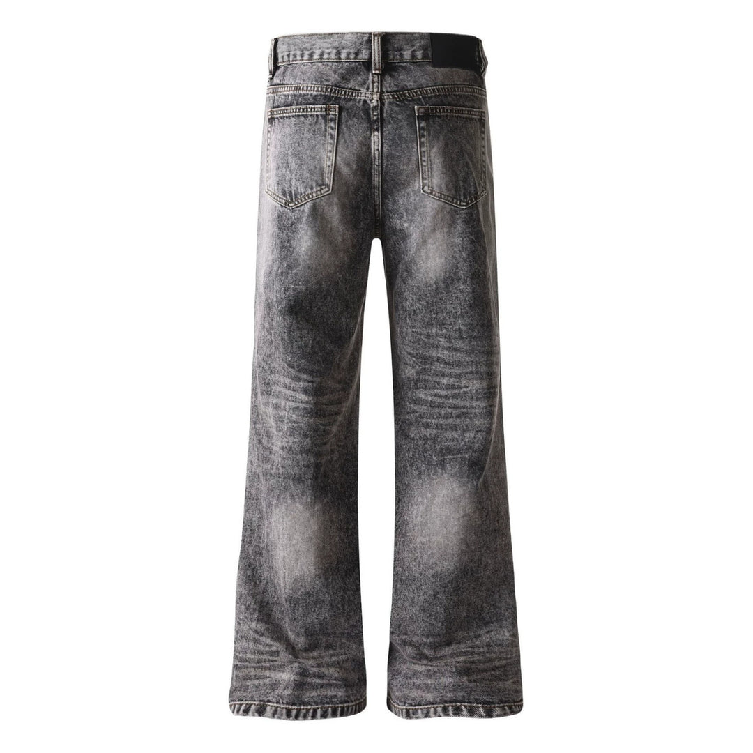 Damen weite Cropped-Jeans mit hoher Taille und Used-Effekt Drune