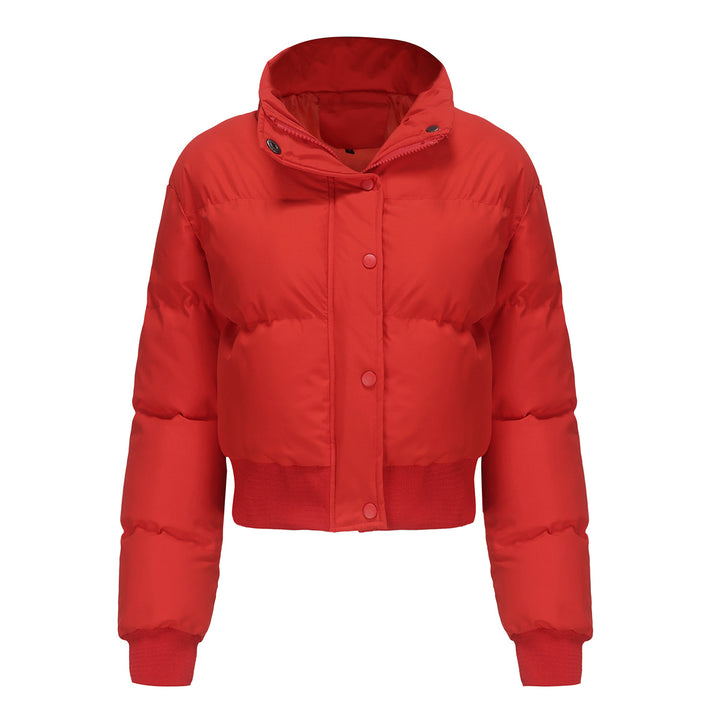 Damen nan kurze wattierte Steppjacke mit hohem Stehkragen und Rippbündchen Drune