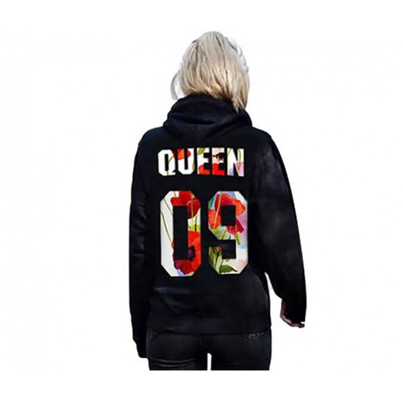 Damen Motiv Hoodie mit floralem Design und Kapuze Drune