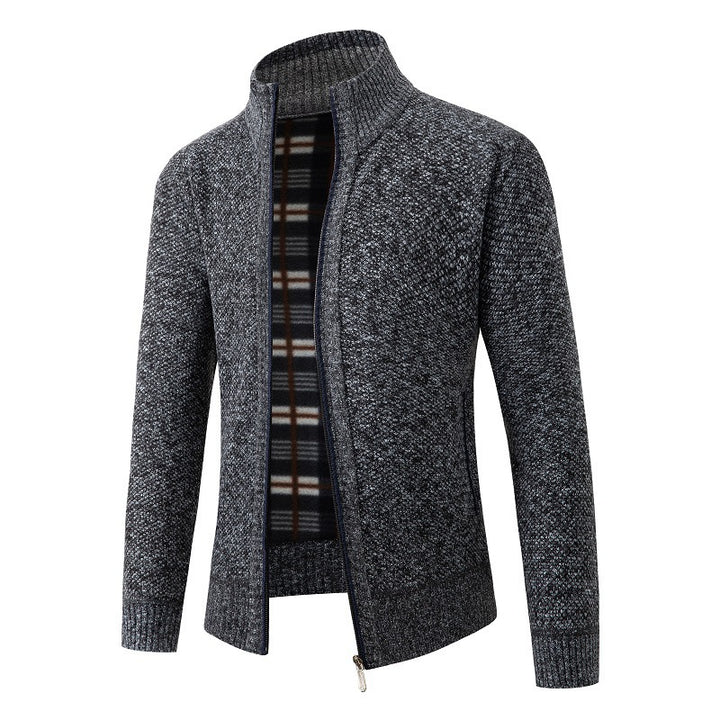 Herren elegante Strickjacke mit hohem Kragen und praktischem Reißverschluss Drune
