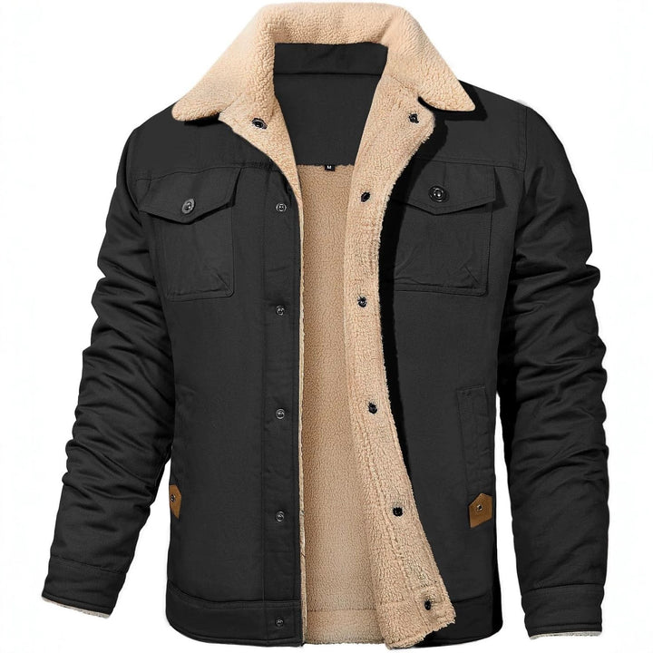 Herren Utility-Arbeitsjacke aus Canvas mit Kunstfellkragen und gesteppter Innenfütterung Drune