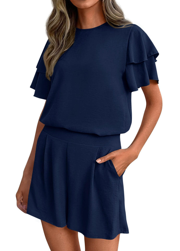 Damen Verspieltes Jumpsuit mit Rüschendetails und seitlichen Taschen Drune