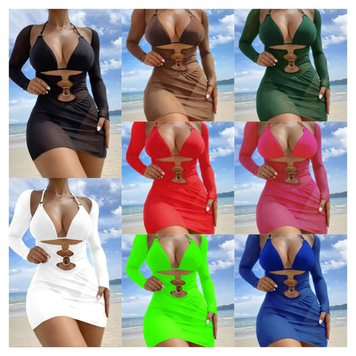 Damen Badeanzugkleid mit raffinierten Cut-Outs und langen Ärmeln Drune