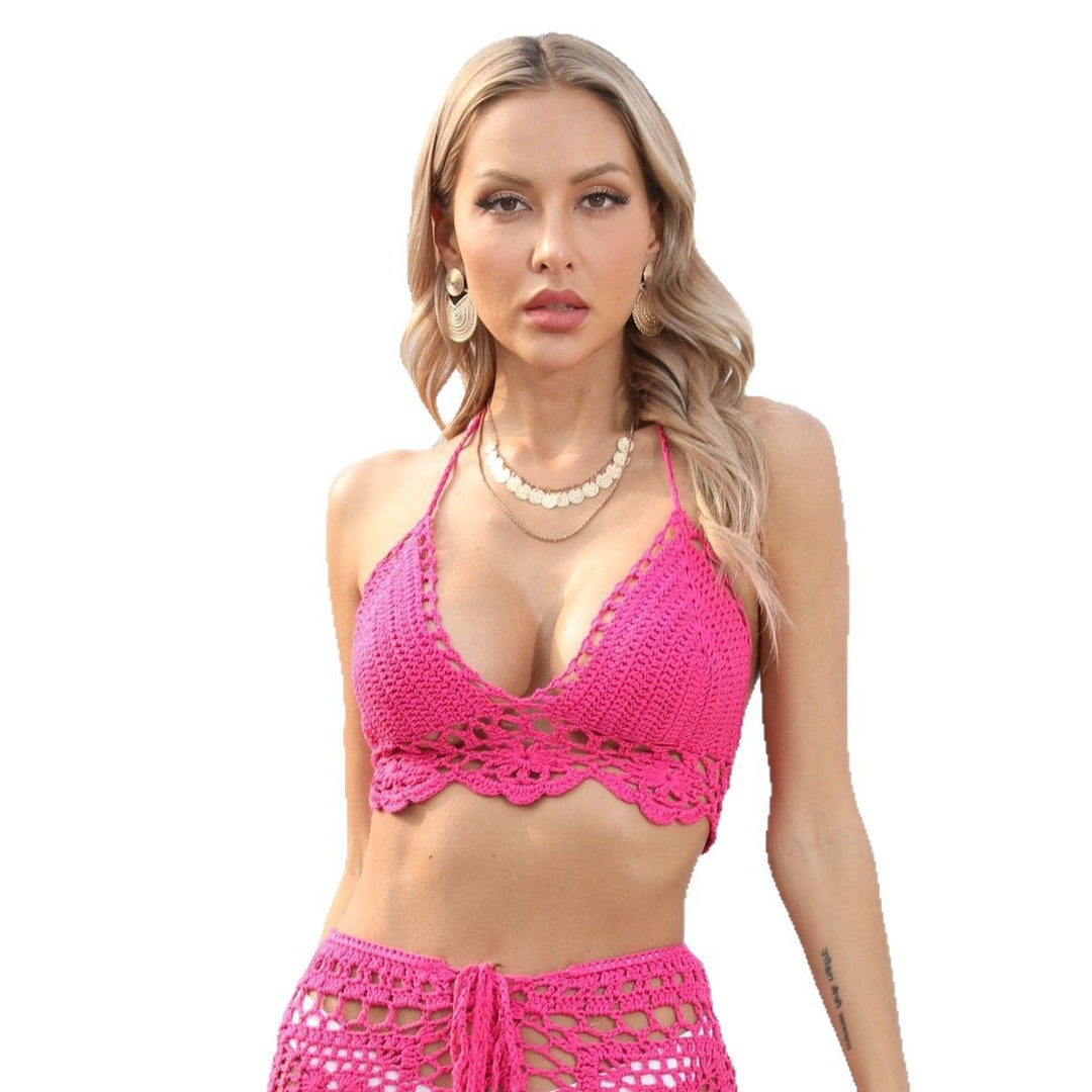 Damen Häkel-Bikini-Oberteil mit tiefem V-Ausschnitt und filigranem Design Drune