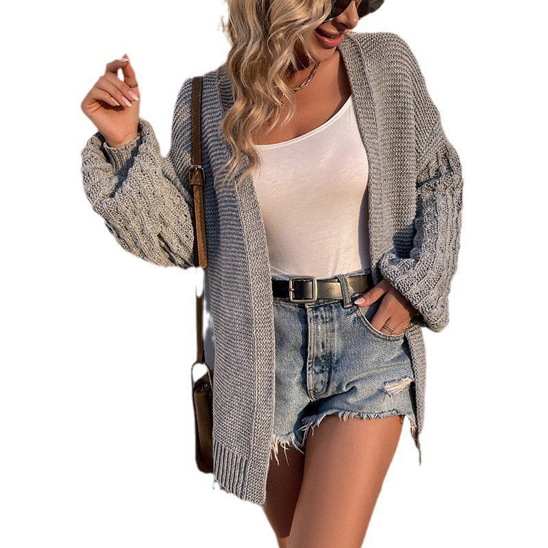 Damen Strickjacke mit lässigem Schnitt und Zopfmuster Drune