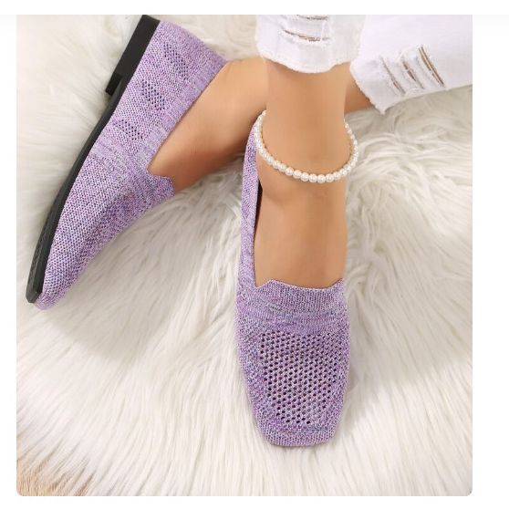 Damen Atmungsaktive Gestrickte Hineinschlüpfschuhe mit Flexibler Laufsohle Drune